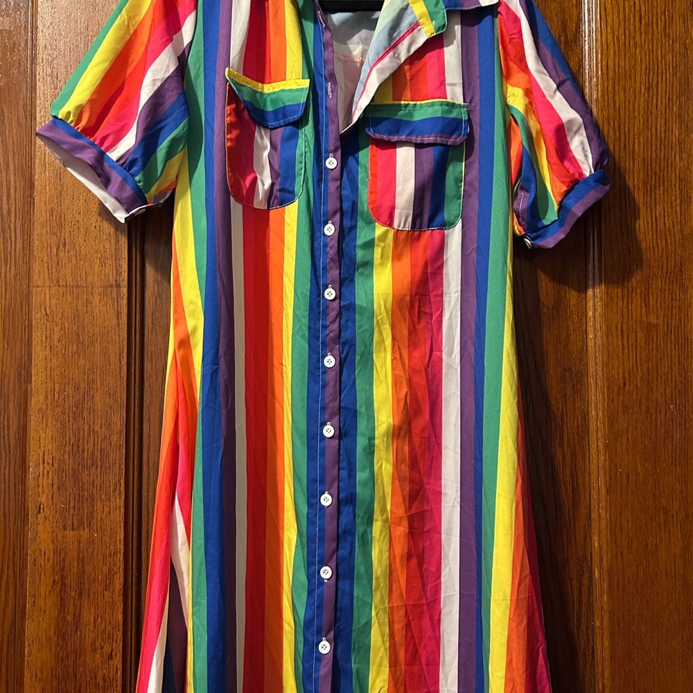 Colorful Striped Button-Up Dress - Picture 2 of 7